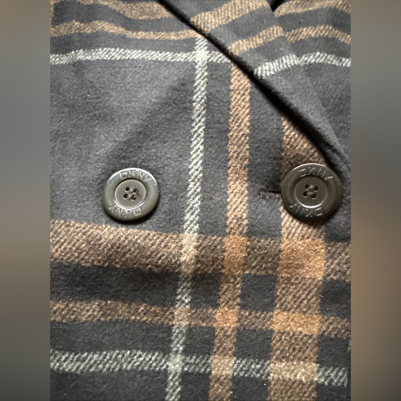 DKNY Women's Faux Wool Notched Lapel Fully Lined Fashion Coat Plaid XS NWT - Picture 5 of 10